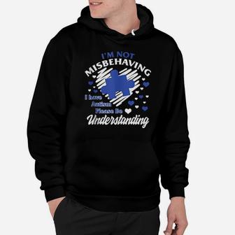 Autism Awareness Not Misbehaving Ribbon Autism Mom Puzzle Hoodie - Monsterry
