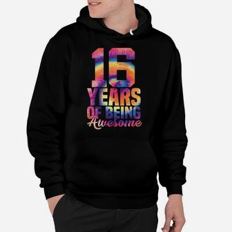Awesome 16Th Birthday Sixteen 16 Years Old Tie Dye Men Kids Hoodie | Crazezy CA