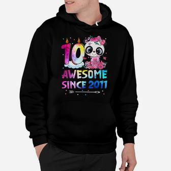 Awesome Since 2011 10 Years Old 10Th Birthday Panda Unicorn Hoodie | Crazezy