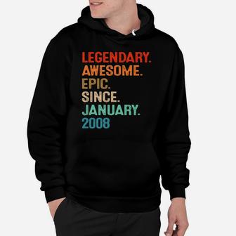 Awesome Since January 2008 13Th Birthday Gift 13 Years Old Hoodie | Crazezy