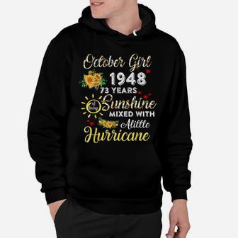 Awesome Since October 1948 73Rd Birthday Flower Oct Girl Hoodie | Crazezy DE