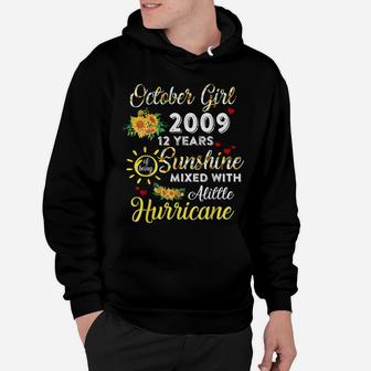 Awesome Since October 2009 12Th Birthday Flower Oct Girl Hoodie | Crazezy CA