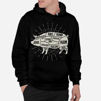 Bar Be Que Pig Meat Cuts Diagram Whole Hog Butcher Gift Hoodie | Crazezy