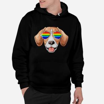 Beagle Gay Pride Flag Lgbt Rainbow Sunglasses Beagle Hoodie - Monsterry