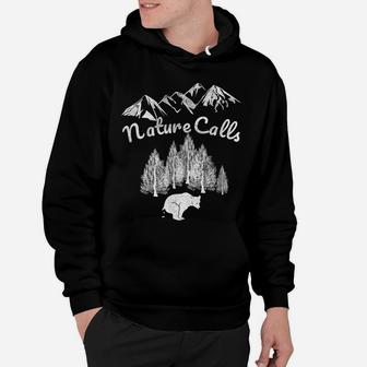 Bear Pooping In Woods Funny Nature Camping Accessories Hoodie | Crazezy