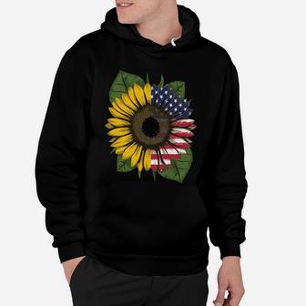Beautiful Sunflower American Flag Patriotic Women Christmas Hoodie | Crazezy CA