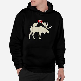 Beaver Moose Canadian Flag Canada Hoodie | Crazezy
