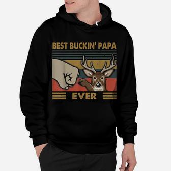 Best Buckin' Papa Ever Deer Hunting Dad Gifts Retro Vintage Hoodie | Crazezy