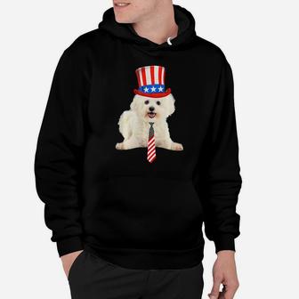 Bichon Frise 4Th Of July Dog In Top And Tie Hoodie - Monsterry
