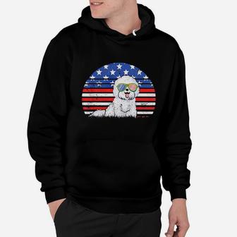 Bichon Frise Dog Love Gifts Distressed American Flag Hoodie - Monsterry CA