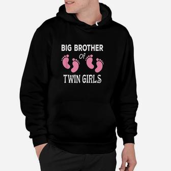 Big Brother Of Twin Girls Sibling Footprints Hoodie | Crazezy UK