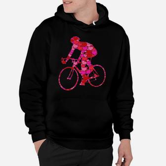 Bike Pink Red Heart Valentines Day For Bicycle Racer Hoodie - Monsterry
