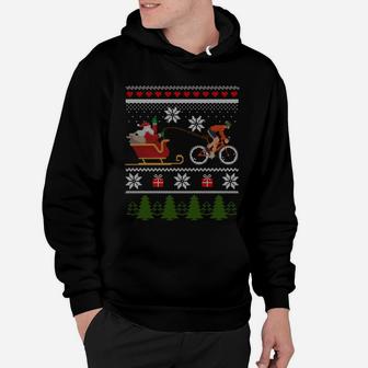 Bike Sledding Santa Sleigh Christmas Cycling Sweatshirt Hoodie | Crazezy