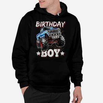 Birthday Boy Monster Truck Birthday Party Gift For Boys Kids Hoodie | Crazezy AU