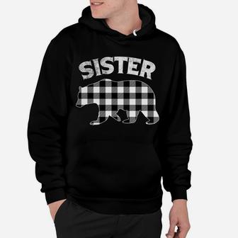 Black And White Buffalo Plaid Sister Bear Christmas Pajama Hoodie | Crazezy UK