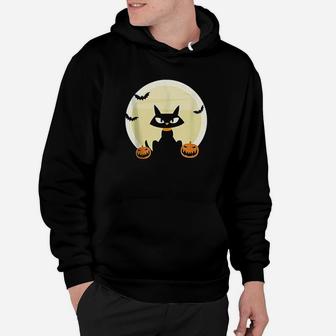 Black Cat And Full Moon Hoodie | Crazezy