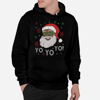 Black Funny Santa Claus Christmas Yo Yo Yo Xmas Costume Sweatshirt Hoodie | Crazezy AU