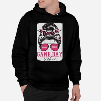 Bleached Game Day Vibes Pink Leopard Messy Bun Football Mom Sweatshirt Hoodie | Crazezy CA