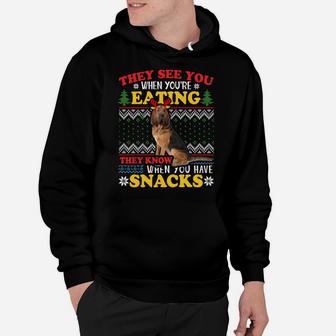 Bloodhound Ugly Xmas Sweatshirt They See You're Eating Sweatshirt Hoodie | Crazezy