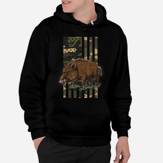 Boar Hunting Camo American Flag Hog Hunter Hoodie | Crazezy