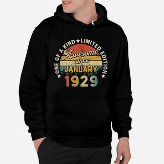 Born In January 1929 92Nd Birthday Vintage 92 Years Old Gift Hoodie | Crazezy