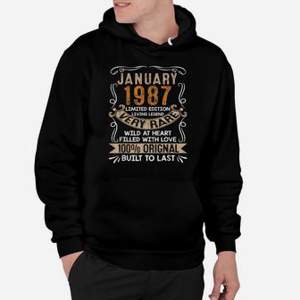 Born In January 1987 Vintage 34Th Bday Gift 34 Years Old Hoodie | Crazezy DE