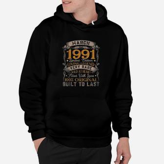 Born In March 1991 Vintage 30Th Birthday Gifts 30 Years Old Hoodie | Crazezy AU