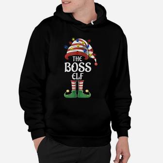 Boss Elf Lights Funny Matching Family Christmas Party Pajama Hoodie | Crazezy UK