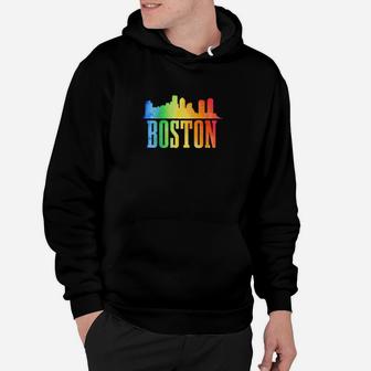 Boston Skyline Rainbow Lgbtq Gay Pride Massachusetts Hoodie - Monsterry