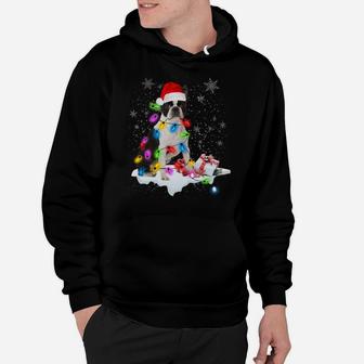 Boston Terrier Dog Santa Christmas Dog Lovers Xmas Lights Sweatshirt Hoodie | Crazezy AU