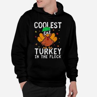 Boys Kids Thanksgiving Day Funny Coolest Turkey In The Flock Hoodie | Crazezy CA