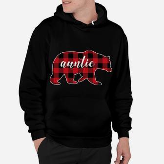 Buffalo Plaid Auntie Bear Gifts Christmas Matching Family Hoodie | Crazezy
