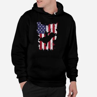 Bull Riding Rodeo Cowboy Usa Flag 4Th Of July Us America Hoodie | Crazezy UK