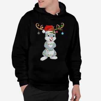 Bunnies Rabbits Xmas Gift Reindeer Santa Hat Bunny Christmas Sweatshirt Hoodie | Crazezy UK