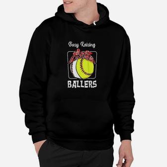 Busy Raising Ballers Softball Hoodie | Crazezy