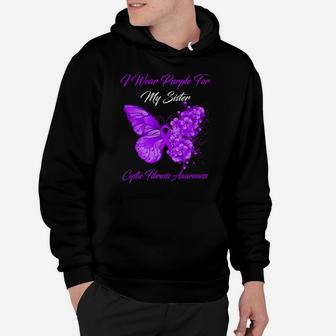 Butterfly I Wear Purple For My Sister Cystic Fibrosis Hoodie | Crazezy