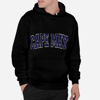 Cape May Varsity Style Navy Blue Text Hoodie | Crazezy CA
