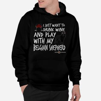 Cartoon Like Belgian Shepherd Drink Wine And Play Hoodie - Thegiftio