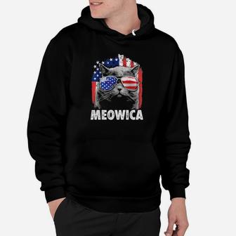 Cat 4Th Of July Meowica Merica Boys Girls American Flag Hoodie - Monsterry DE