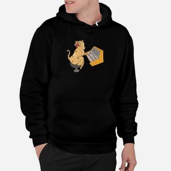 Cat Playing Synthesizer Shirt Cute Synthist Music Tee Gift Hoodie - Thegiftio UK
