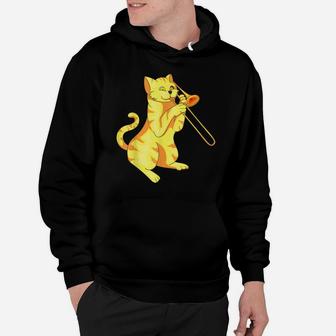 Cat Trombone - Meow Collection Gift For Music Lovers Hoodie | Crazezy