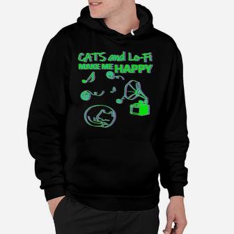 Cats And Lofi Make Me Happy Listen And Chill Sound Of Yarn Hoodie - Monsterry