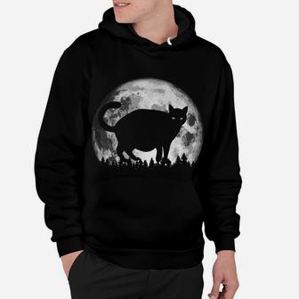 Catty Fatty Funny Vintage Full Moon Fat Chonk Night Scene Hoodie | Crazezy