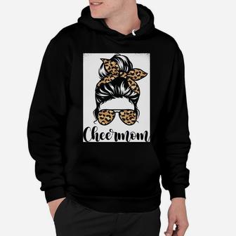 Cheer Mom Leopard Messy Bun Lovers Mother Soccer Lover Sweatshirt Hoodie | Crazezy AU