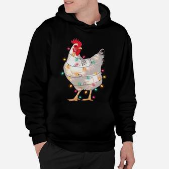 Chicken Christmas Lights With Santa Hat Funny Pajamas Sweatshirt Hoodie | Crazezy DE