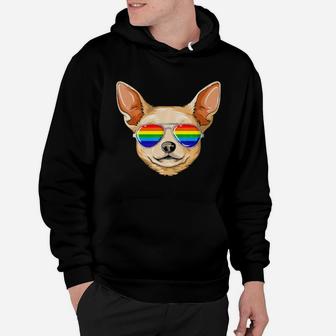 Chihuahua Gay Pride Flag Lgbt Rainbow Sunglasses Chihuahua Hoodie - Monsterry