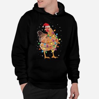 Christmas Chicken Shirt Hen Tree Lights Xmas Funny Chicken Hoodie | Crazezy