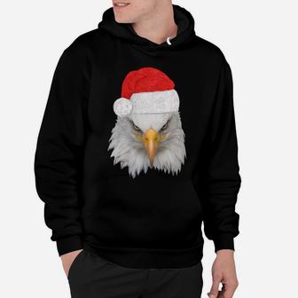 Christmas Eagle Patriotic Bald Eagle With Santa Hat Sweatshirt Hoodie | Crazezy
