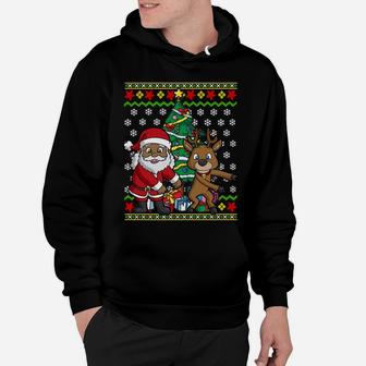 Christmas Flossing African American Santa Claus Reindeer Sweatshirt Hoodie | Crazezy AU