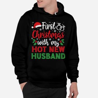 Christmas Gift Wife First Christmas With My Hot New Husband Sweatshirt Hoodie | Crazezy DE